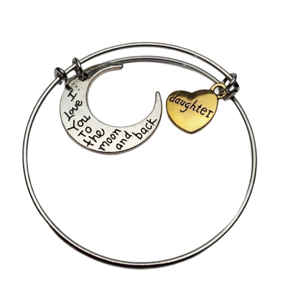 Daughter Silver Gold Love you to the moon bracelet *